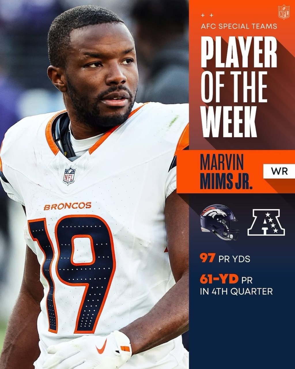 Marvin Mims Jr. Earns AFC Special Teams Player of the&nbsp;Week
