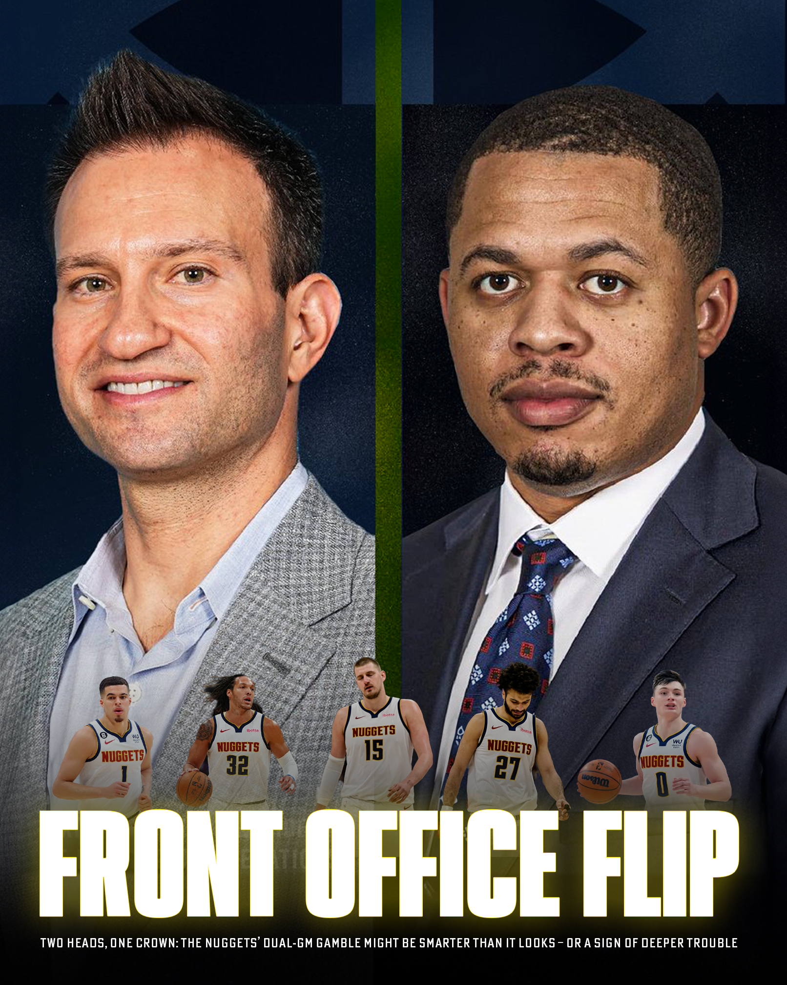 josh Kroenke introduces Ben Tenzer and Jon Wallace as new Denver Nuggets executive vice presidents during a press conference