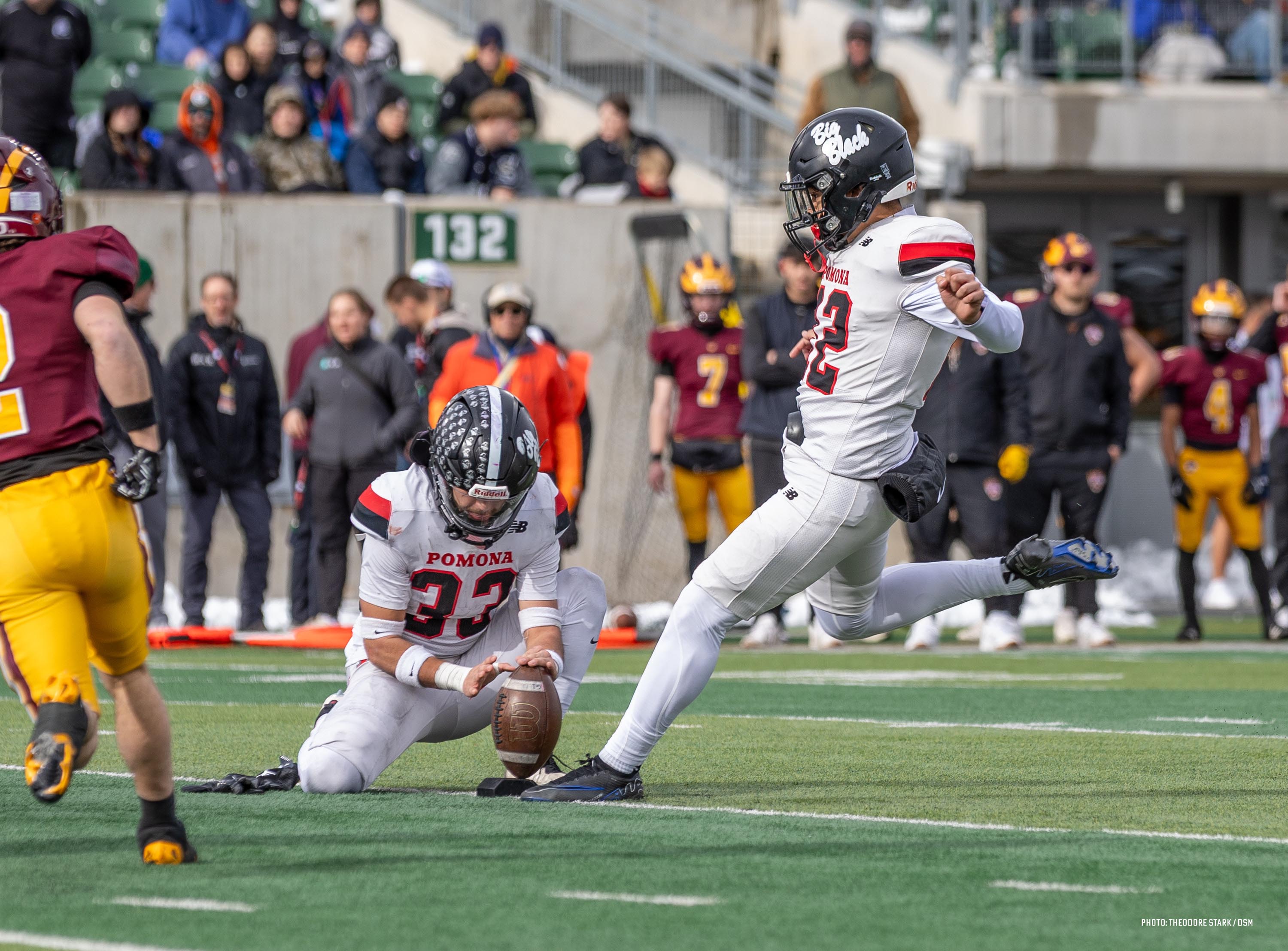 Pomona kicker Chase Keaton kicking the walk-off game-winning field goal against Windsor to win the CHSAA Class 3A Colorado high school football state championship
